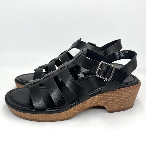 New Torrid Black Wood Fisherman Block Heel Sandals - Size 8WW - Picture 7 of 10